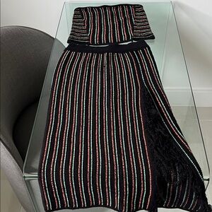 Striped Black and Multicolor Women's Skirt set